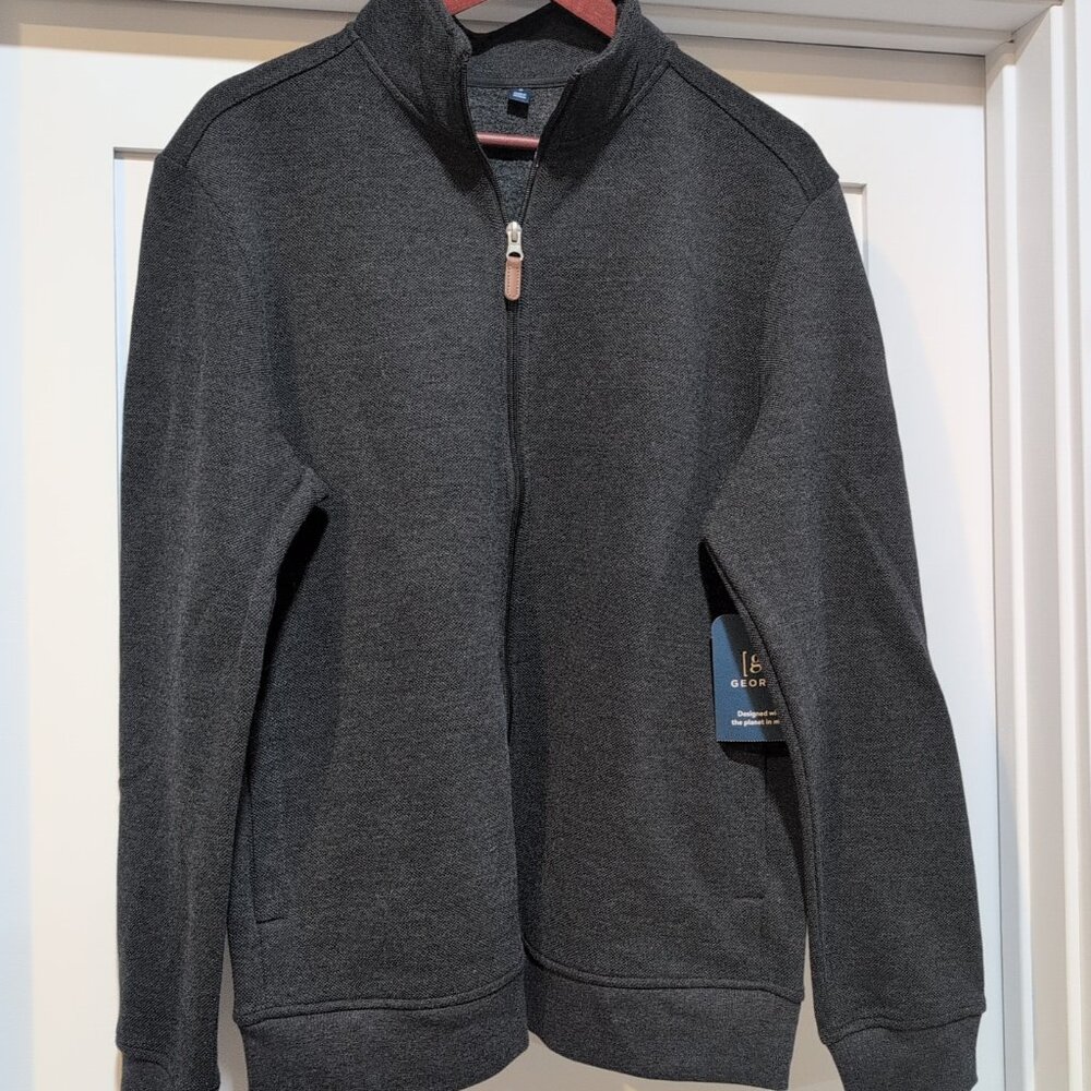 NWT Men's George Full Zip Knit Jacket Black Soot W Pockets